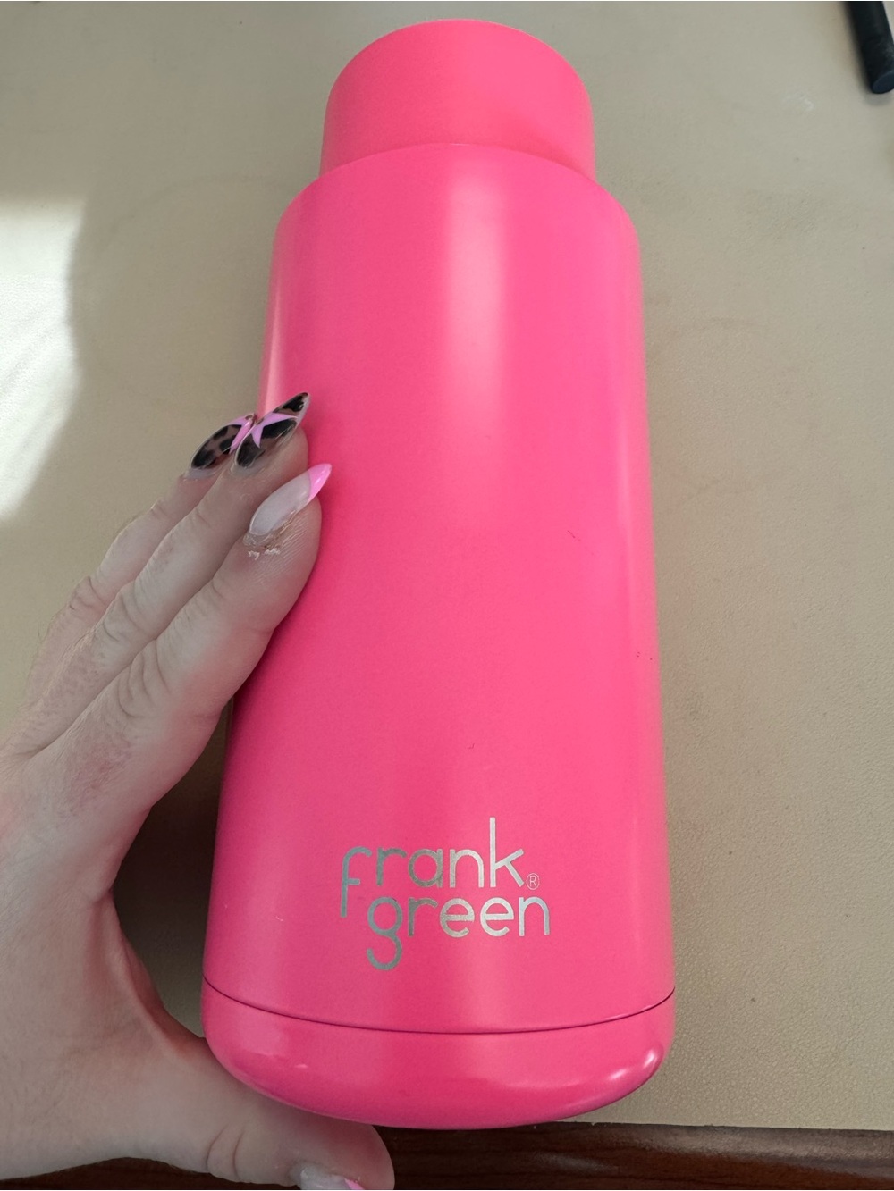 Frank Green 34 oz Water Bottle with Straw Lid in Neon Pink - Picture 2 of 6
